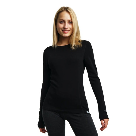 Merino Tech Womens 100% Merino Wool 250 Base Layer Long Sleeve Top Black Size L - Picture 1 of 9